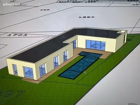 maison plain-pied avec piscine de 750m2 de terrain. 30 min de bordeaux