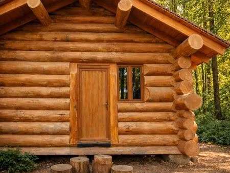 maison chalet gîte annexe fuste en rondins de bois brut