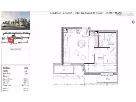 appartement 2 pièces 41 m²
