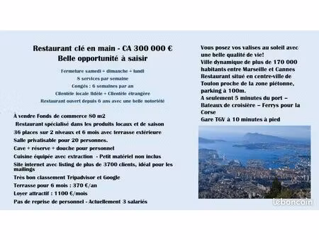 rstaurant - fonds de commerce