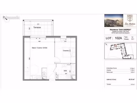 beau t2 avec balcon et parking