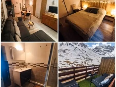 la mongie tourmalet - t2 34m2 pieds de piste + parking couvert privé