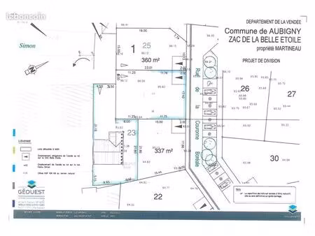 aubigny -terrain viabilisé de 337 m² libre de constructeur