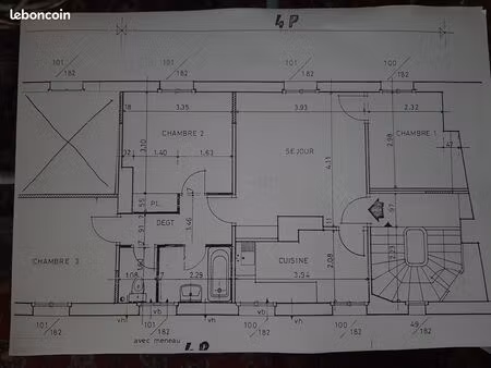 dieppe centre(gare /hopital)appartement 3 pièces de 61 m2