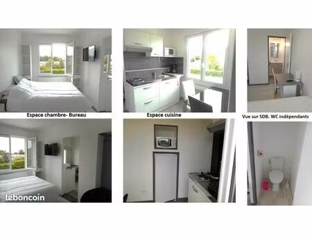 studio 18m2  très clair  vue dégagée à aytré 5mn fac  5mn la rochelle  5 mn plage et comme