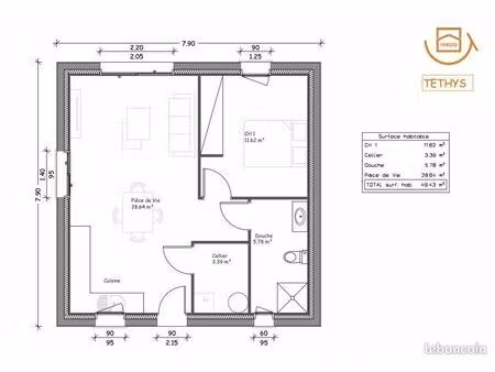 maison 3 pièces 49 m²
