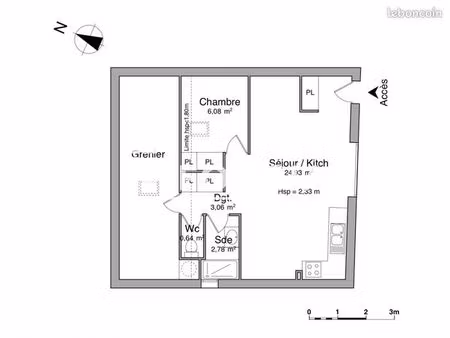 appartement 1 pièce 37 m²