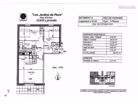 appartement 3 pièces 58 m²