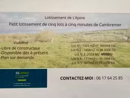 vente terrain à cambremer (14340) : à vendre / cambremer