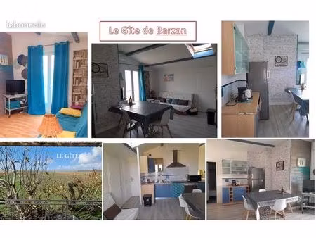 barzan/proche talmont   gite à louer  500 euros par mois  2 ch  67m²  parking  jardin tv w