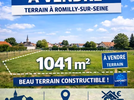 vente terrain 1041 m² à romilly-sur-seine (10100)  46 000 €