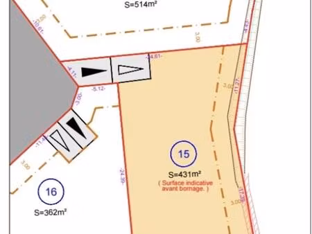 à vendre parcelles de 431 m²– nouveaux lotissement