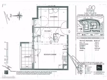 appartement 2 pièces 38 m²