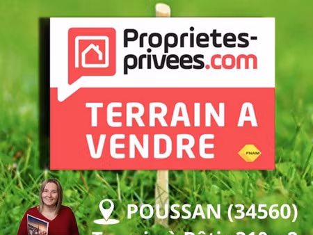 vente terrain 310 m² à poussan (34560)  135 000 €