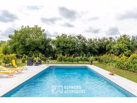 maison de campagne avec piscine au milieu des vignes