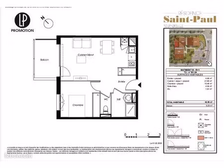 appartement 2 pièces 43 m²