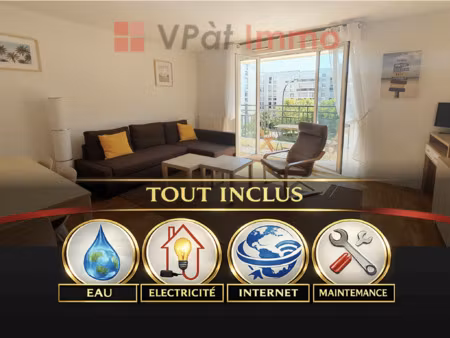 t2 meublé 53 m2 balcon plein sud  parking le chesnay / v