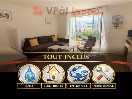 t2 meublé 53 m2 balcon plein sud  parking le chesnay / v