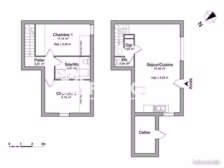 maison 3 pièces 62 m²