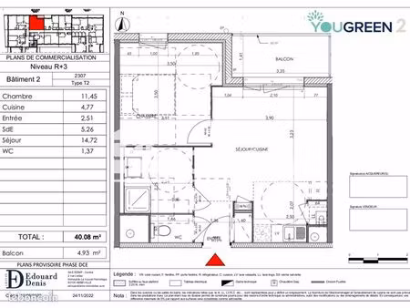 appartement 2 pièces 40 m²
