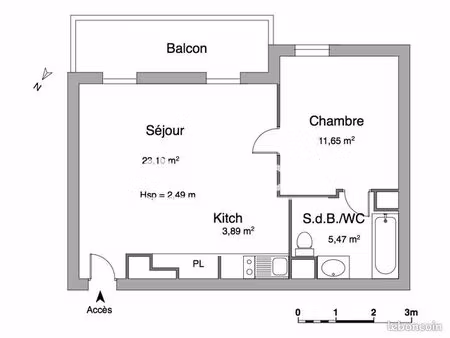 appartement 2 pièces 44 m²
