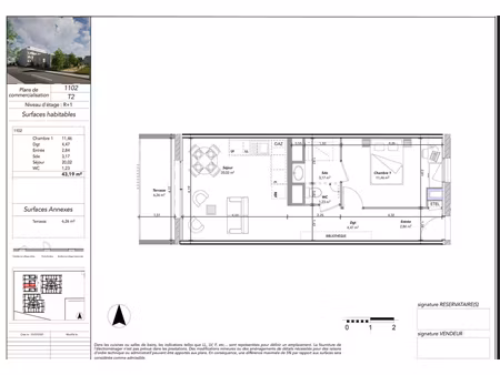 appartement tours 2 pièce(s) 43.19 m2