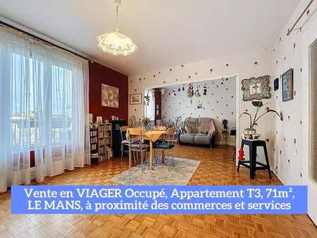 vente appartement 3 pièces viager au mans libération (72000) : à vendre 3 pièces viager / 