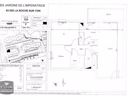 appartement à louer 2 pièces 53.18 m² - la roche-sur-yon (85) - 512€