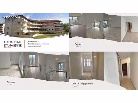 appartement lumineux de 66 m² avec balcon et garage sécurisé