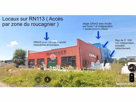 direct propriétaire superficie modulable à partir de 330 m2 superbe local commercial / ent