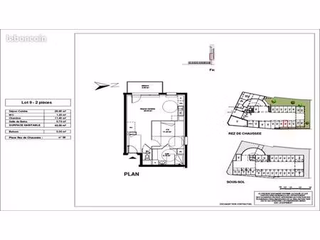appartement 2 pièces 45 m²