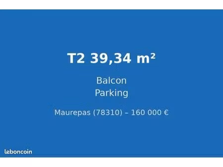 t2 lumineux 39 34 m² avec balcon et parking – maurepas (78310) – résidence récente – idéal