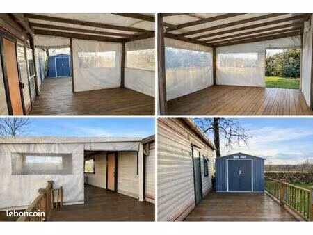 mobil-home grand modèle 2 chambres – clim réversible – double toiture – terrasse couverte 