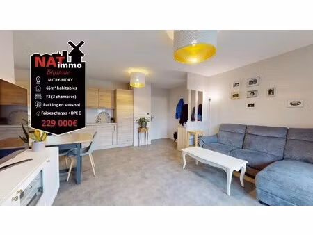 achat appartement 3 pièces 65m² mitry mory 77290