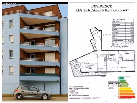 appart f4 de 97 m²  terrasse + garage