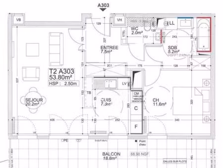 appartement 2 pièces 53 m²