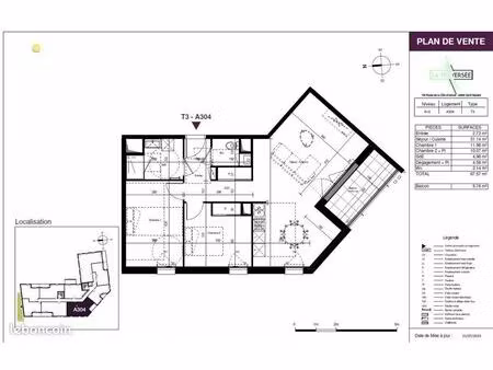 appartement 3 pièces 67 m²