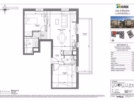 bel appartement 3 pièces avec spacieuse loggia