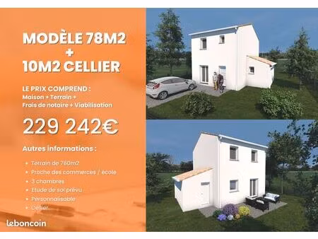 maison neuve 3 chambres sur grand terrain de 762 m²