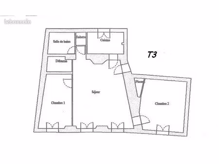 t3 en rez de chaussée au centre de soissons