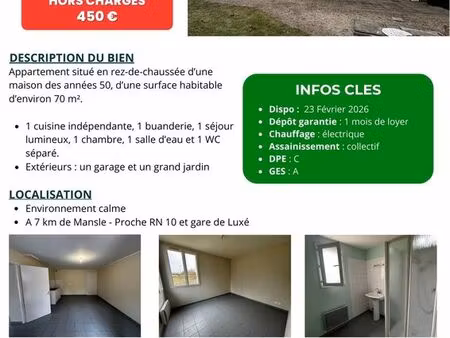 appartement t2 rdc villognon