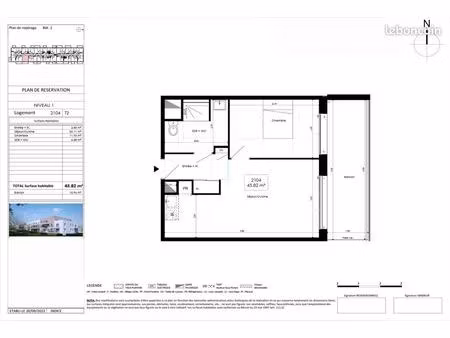 appartement 2 pièces 45 m²