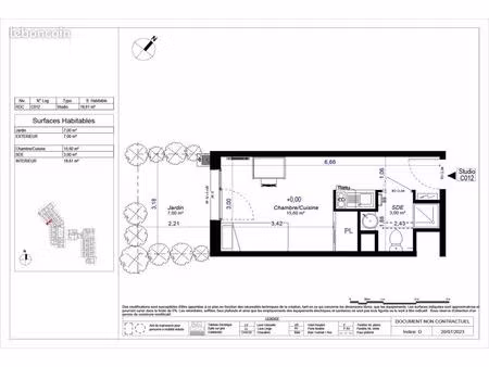 studio 1 pièce 18 m²