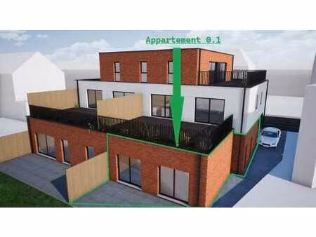 appart. rdc  ±83m²  séjour-cuisine  2ch  bu  wc  ter  pk 1v