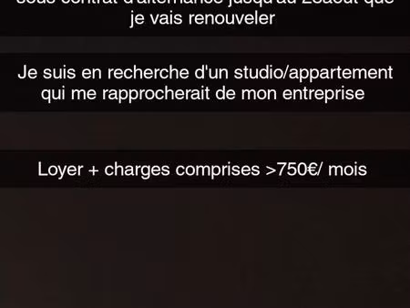 recherche studio/ appartement étudiant en alternance