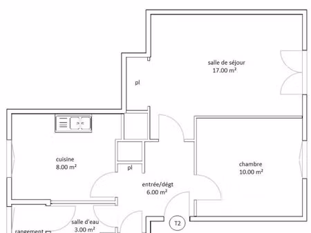 appartement 2 pièces 44 m²