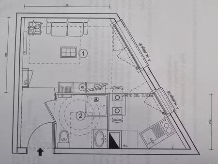 studio à louer 22m2