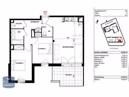 location appartement 3 pièces 62m² tournefeuille 31170