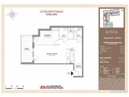 appartement 2 pièces 48 m²