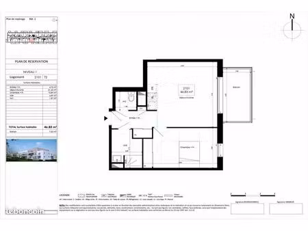 appartement 2 pièces 46 m²